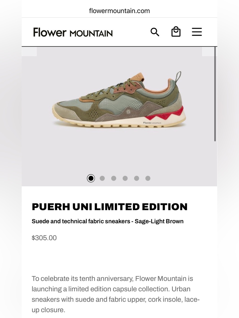 NWT Flower Mountain PUERH UNI LIMITED EDITION Suede technical fabric sneakers - Picture 2 of 15